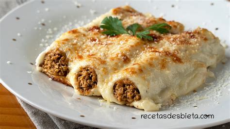 esquema de enrollado de canelones con relleno de carne
