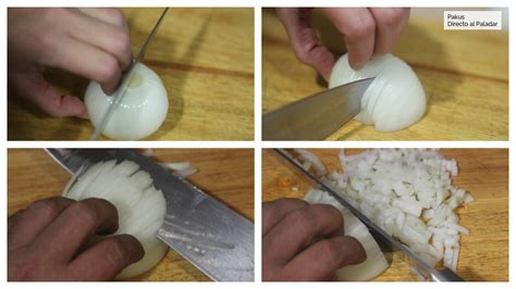 Cebolla cortada en brunoise