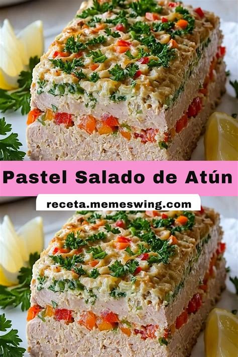 Proceso de montaje del pastel de atún en capas