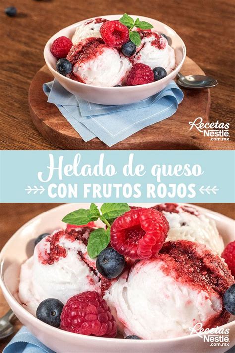 Helado de queso de cabra con frutos rojos
