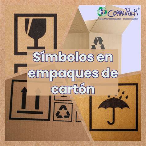 Iconos de reciclaje y sostenibilidad impresos en cajas de cartón