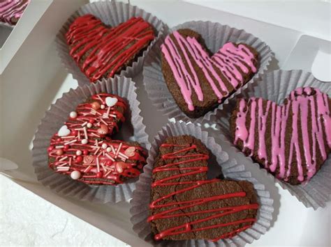 Brownies de San Valentín en forma de corazón