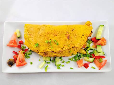 Tortilla francesa vegana con diferentes rellenos