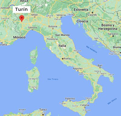 Mapa de Turín, Italia, resaltando su ubicación