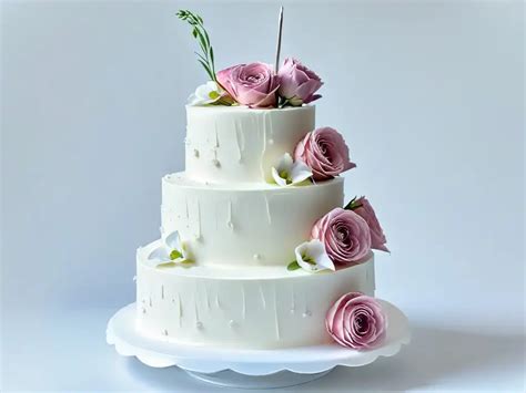 pastel de varios pisos con cascada de frutos rojos y flores comestibles
