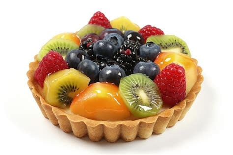 primer plano de frutas con glaseado brillante sobre una tarta