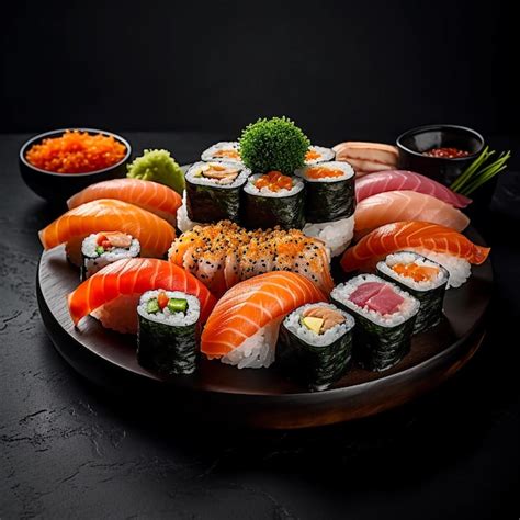 Variedad de sushi en un plato