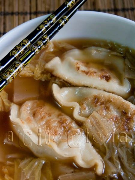 Sopa japonesa con gyozas