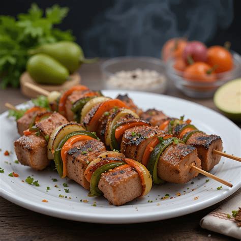 Brochetas de cerdo con chipotle en la parrilla