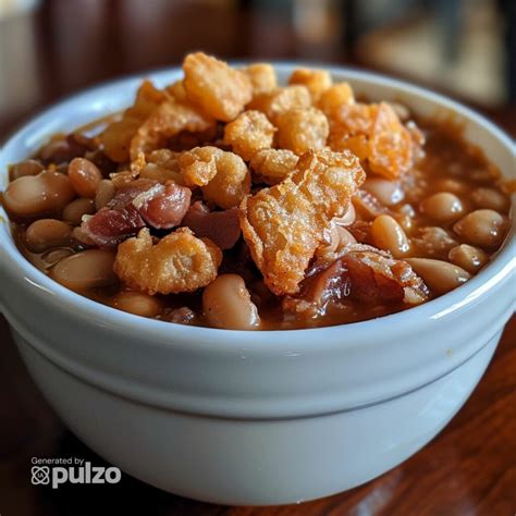 Presentación de frijoles con chicharrón y acompañamientos