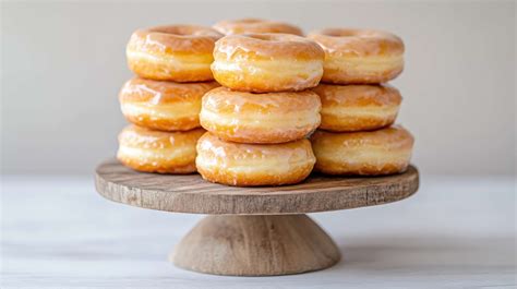 Donas caseras glaseadas sobre una tabla de madera