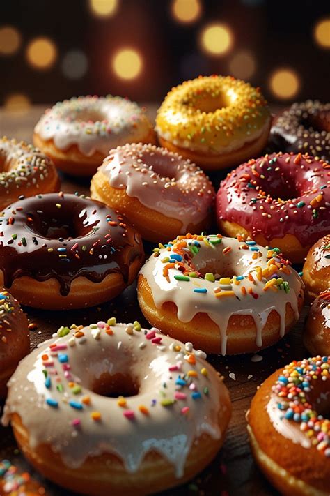 Variedad de donas glaseadas con diferentes colores y toppings