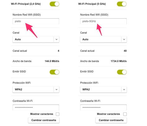 Interfaz de configuración de red WiFi en el router Movistar