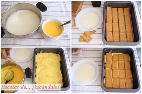 Comenzando a preparar la tarta de chocolate, galletas y natillas