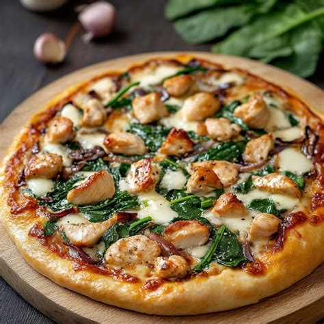 Pizza de pollo y huevo antes y después del horneado