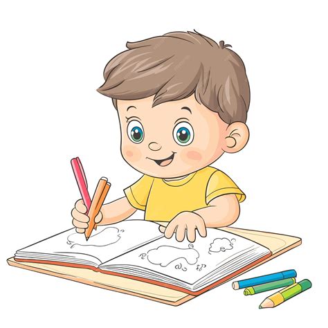 Niño coloreando un sándwich con alegría
