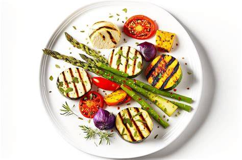 Variedad de vegetales a la brasa, incluyendo pimientos, espárragos y cebollas