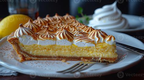 Tarta de limón y merengue terminada con el merengue tostado