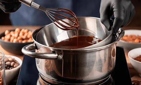 Derretir chocolate blanco y mantequilla al baño maría