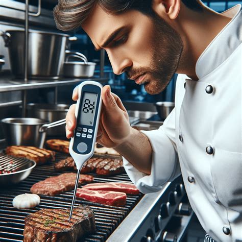 Termómetro de cocina midiendo la temperatura de la carne