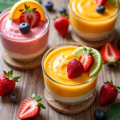 Variedad de mousses de frutas