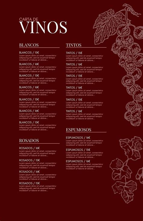 Carta de vinos para ensaladas de pasta