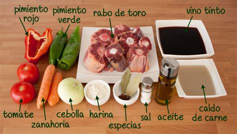 Ingredientes para el rabo de toro estofado
