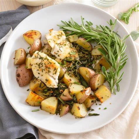 Plato de patatas asadas con hierbas