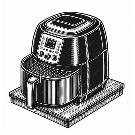 Ilustración de freidora de aire con cables internos expuestos