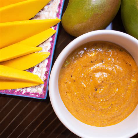 Mango frito con salsa de acompañamiento