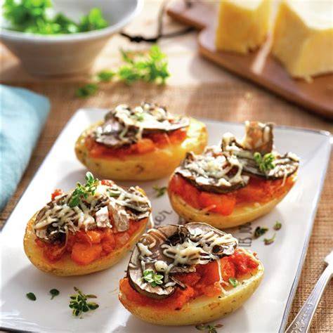Patatas rellenas de champiñones