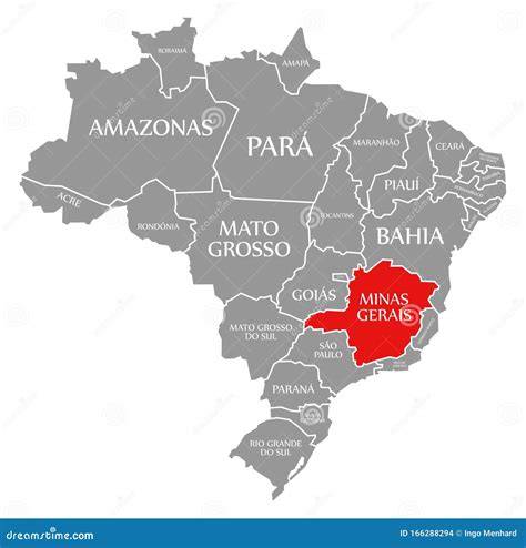 Mapa de Brasil destacando el estado de Minas Gerais