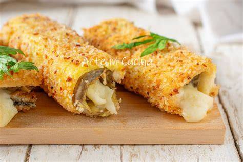 Canelones de pan de molde gratinados