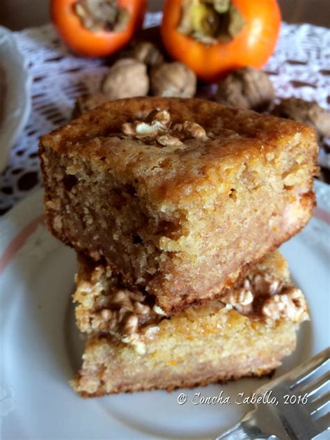 Bizcocho de caqui con crema de mascarpone