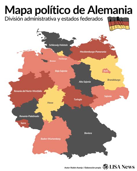 Mapa de Alemania con la región de origen de las salchichas Bratwurst destacada