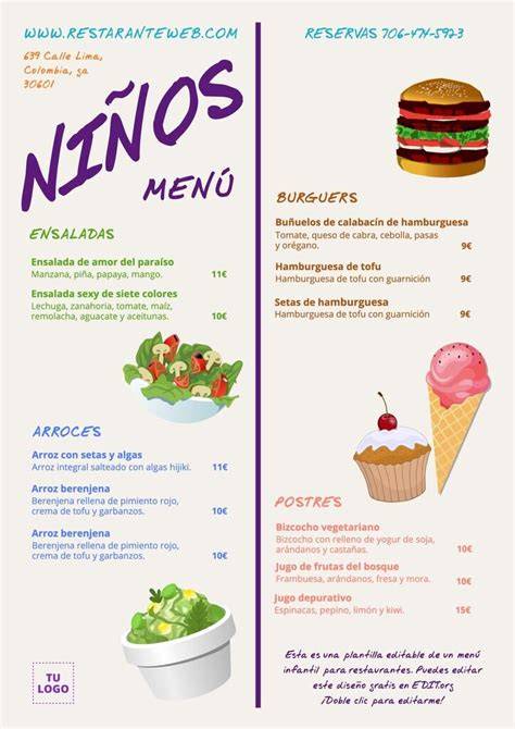 Menú infantil de hamburguesas