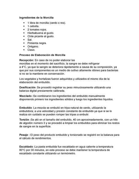 Proceso de elaboración de morcilla
