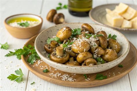 Champiñones dorados y crujientes en una sartén