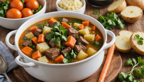 Preparación tradicional de caldo casero con verduras frescas y carnes