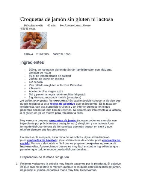 Ingredientes para croquetas sin gluten