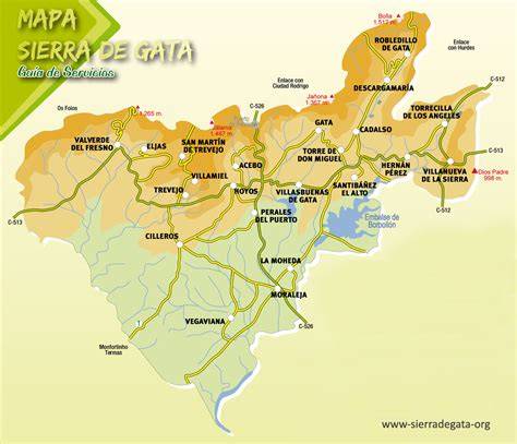 Mapa de la Sierra de Gata y Las Hurdes