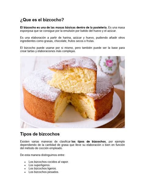 Diferentes tipos de bizcochos y sus texturas
