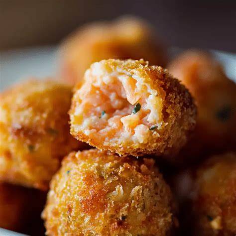 Croquetas de salmón en un plato
