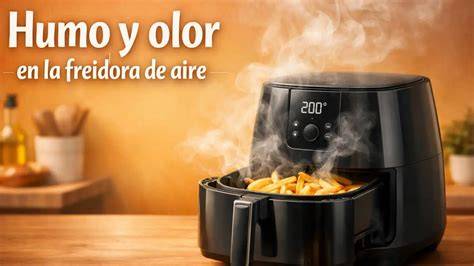 Freidora de aire con humo saliendo