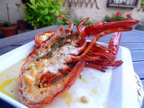 Bogavante a la plancha dorándose
