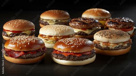 Variedad de hamburguesas con diferentes ingredientes