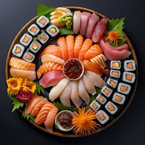 Variedad de sushi en un plato