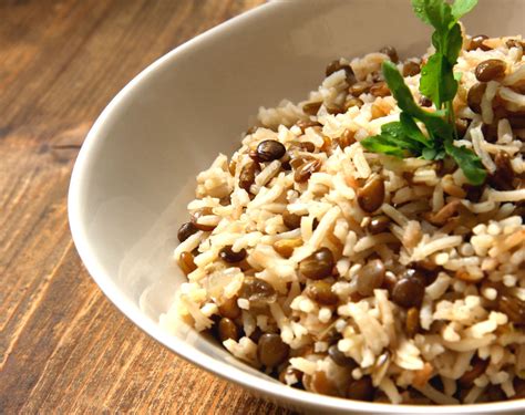 Lentejas cocidas y arroz cocido
