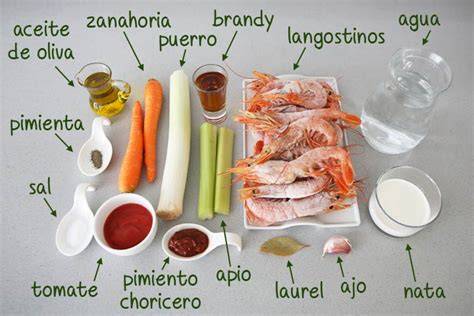 Ingredientes para crema de langostinos