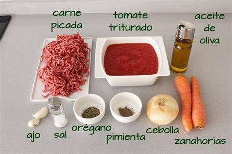 Ingredientes para salsa boloñesa